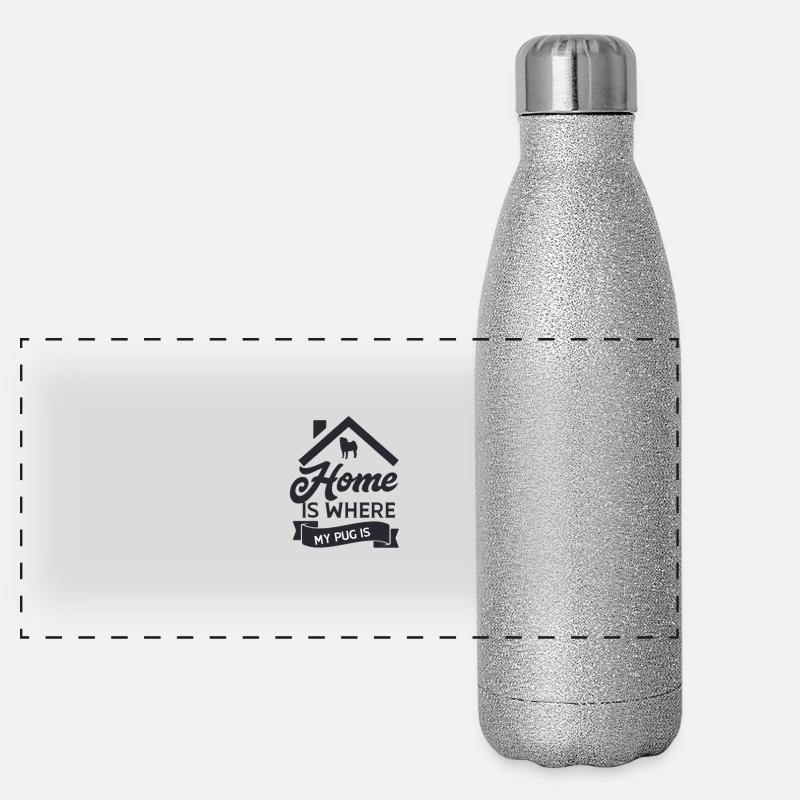 La maison est où mon roquet est Gourde isotherme panoramique pailletée 500 ml