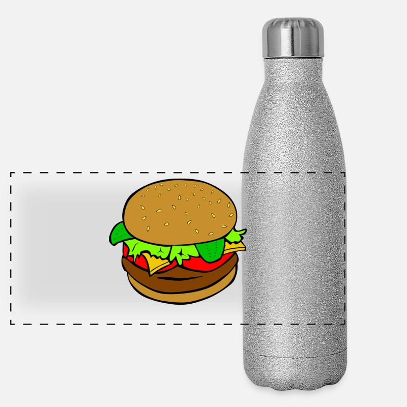Burger Hamburger idée cadeau repas de restauration rapide Gourde isotherme panoramique pailletée 500 ml