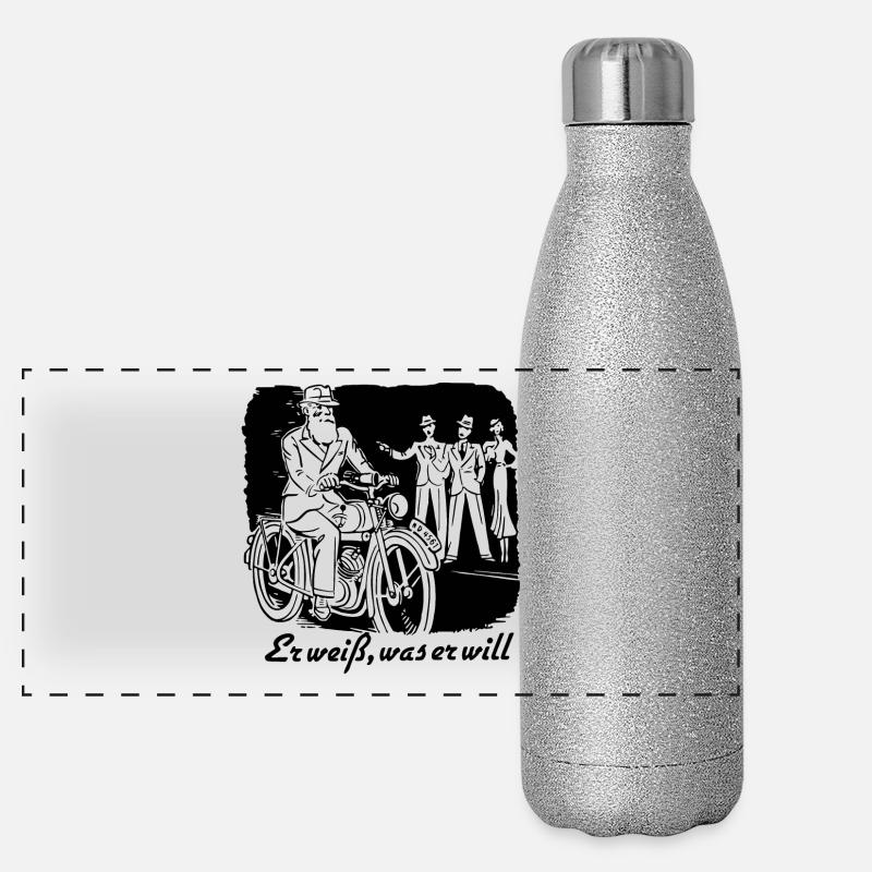 Er weiß, was er will ! Panorama Glitzer Isolierflasche 500 ml