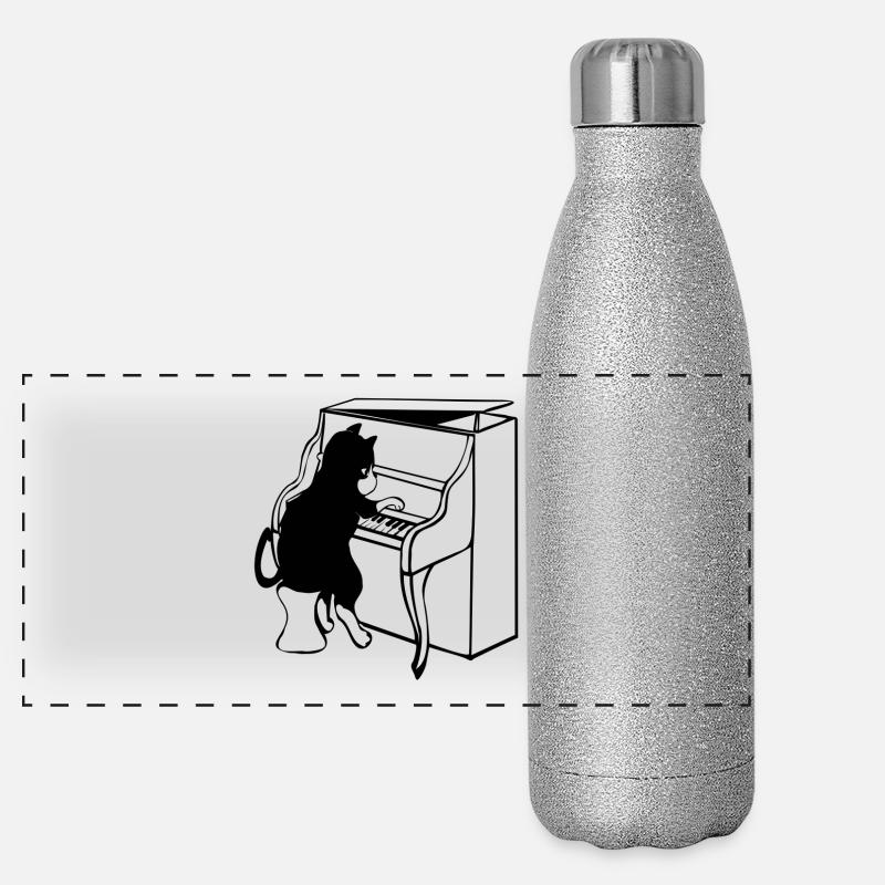 Katze Klavier Musik Panorama Glitzer Isolierflasche 500 ml