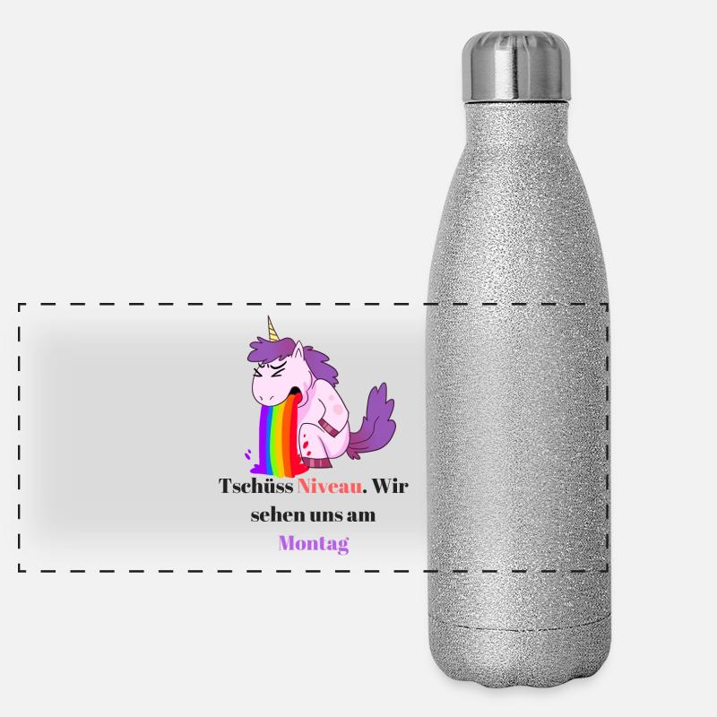 Einhorn Comic Sprüche Design Panorama Glitzer Isolierflasche 500 ml