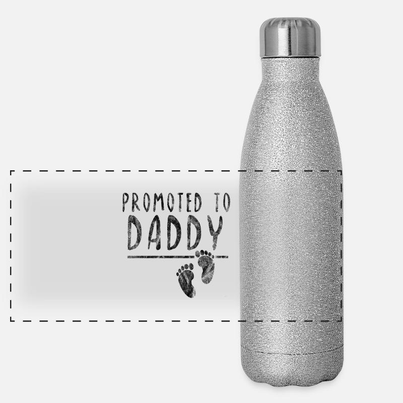 Promoted to Daddy Vaterschaft Geschenk Idee Baby Panorama Glitzer Isolierflasche 500 ml