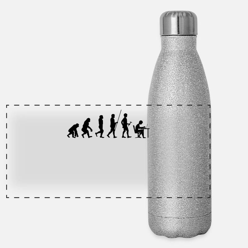 Evolution zum ITler T-Shirt Geschenk Panorama Glitzer Isolierflasche 500 ml