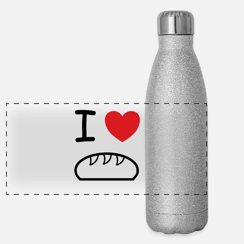 Ich liebe Brot Bäcker Geschenk Idee Panorama Glitzer Isolierflasche 500 ml