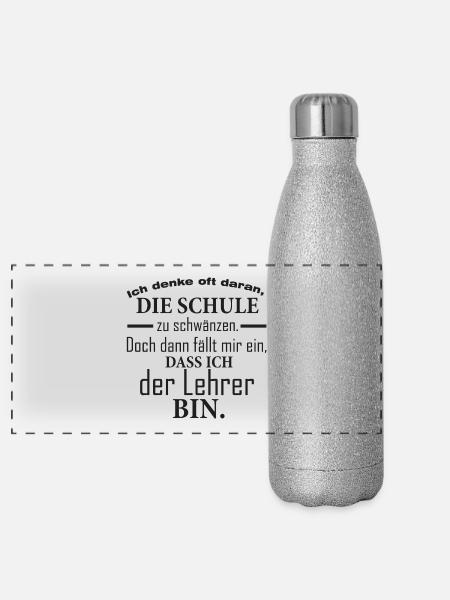 Lehrer - Panorama Glitzer Isolierflasche 500 ml - Silber Glitzer