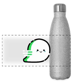 Cartoon / fantôme comique très sympathique - Gourde isotherme panoramique pailletée 500 ml - paillettes argentées - Devant