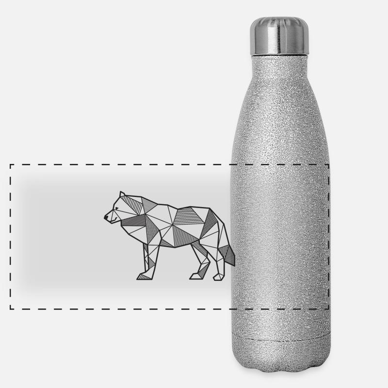 Wolf geometrisch Geschenk idee Tier Wildnis Linien Panorama Glitzer Isolierflasche 500 ml