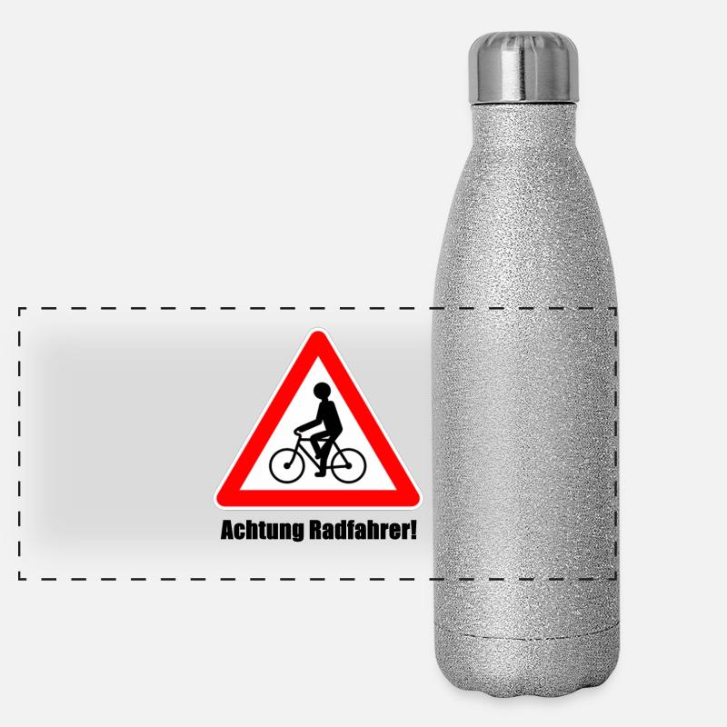 Achtung Radfahrer Panorama Glitzer Isolierflasche 500 ml
