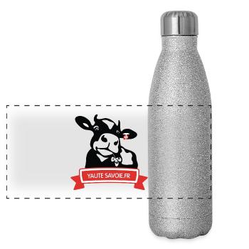 Vache YauteSavoie.fr - Gourde isotherme panoramique pailletée 500 ml - paillettes argentées - Devant