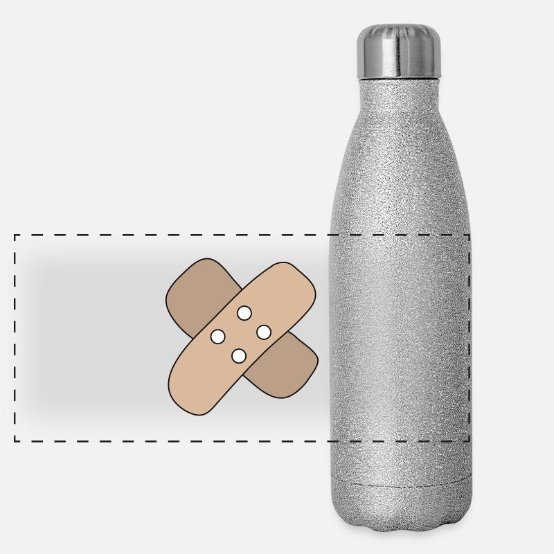 Pflaster, Wunde, Verletzung, Heilung, Geschenkidee Panorama Glitzer Isolierflasche 500 ml
