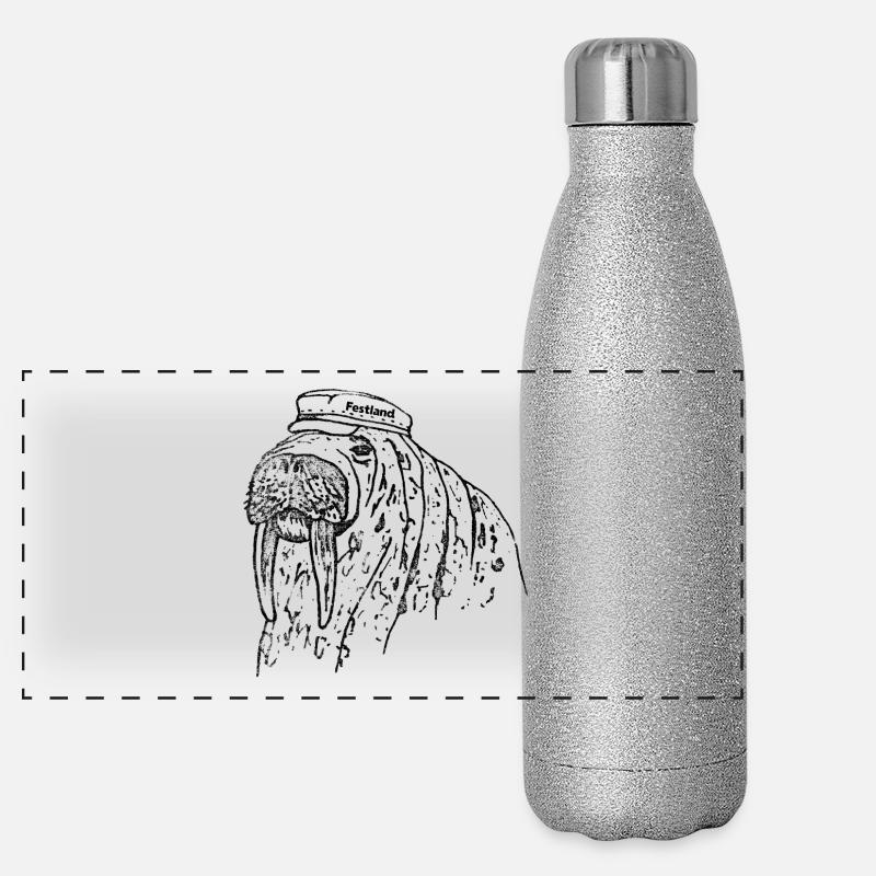 mainland walrus - Panoramic Glitter Thermal Bottle 500 ml - silver glitter