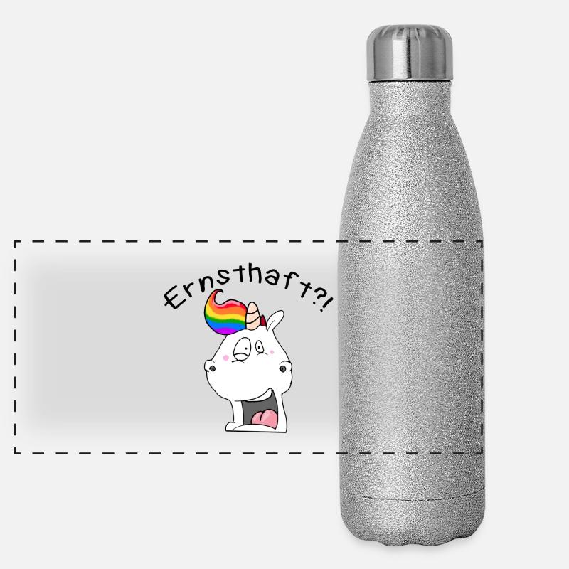 Einhorn "Ernsthaft?!" / Geschenkidee / Geschenk Panorama Glitzer Isolierflasche 500 ml