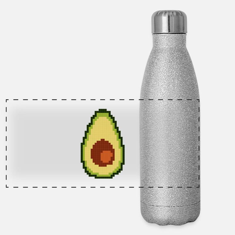 Pixel Avocado Panorama Glitzer Isolierflasche 500 ml