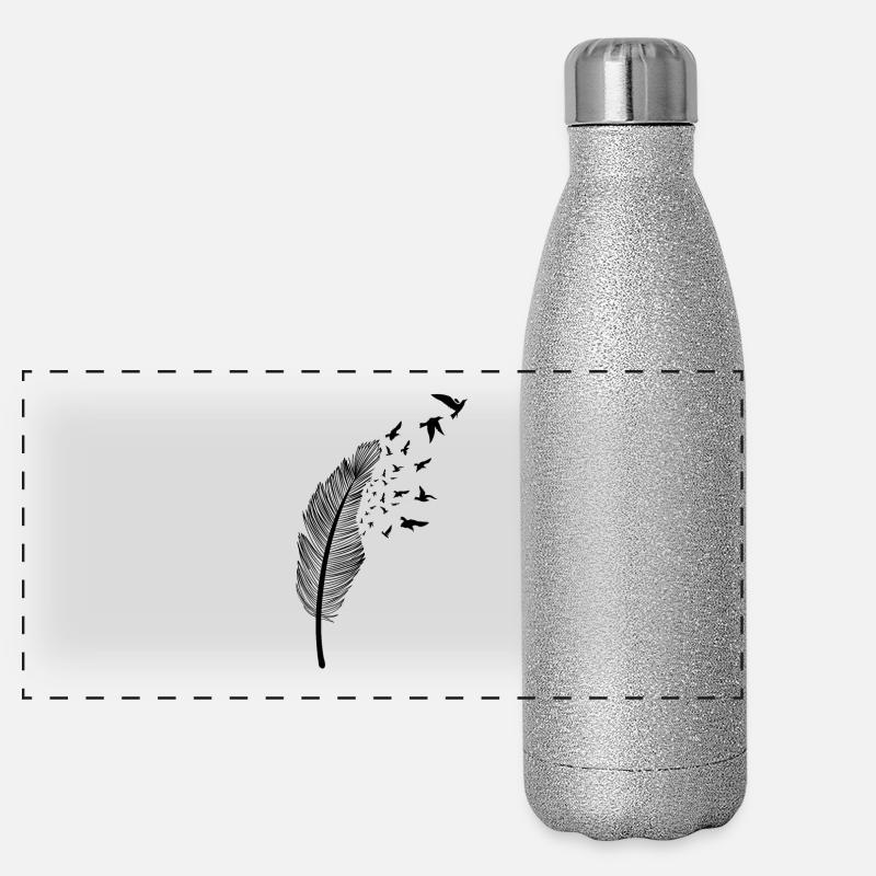 Plume et oiseau Gourde isotherme panoramique pailletée 500 ml