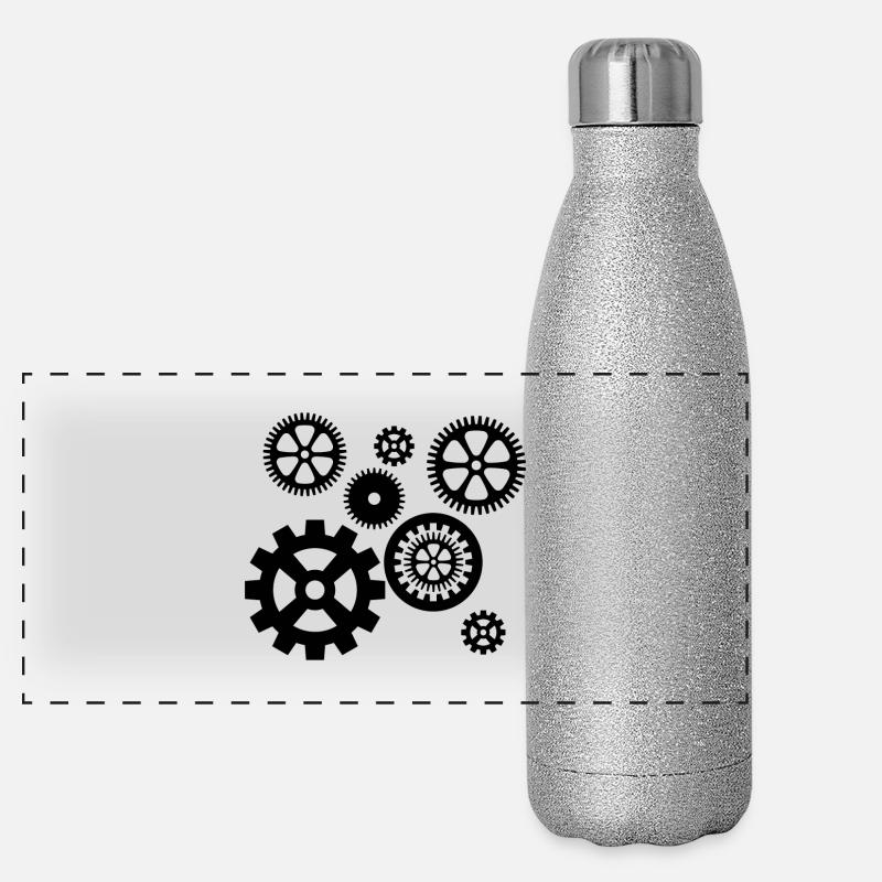 Zahnräder Panorama Glitzer Isolierflasche 500 ml