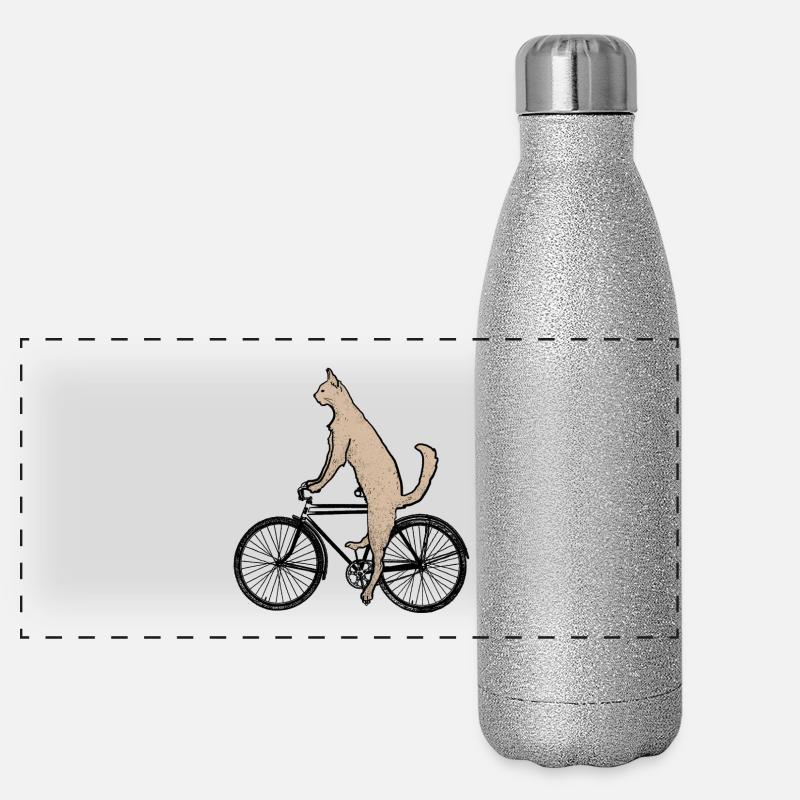 Chat sur le vélo Gourde isotherme panoramique pailletée 500 ml