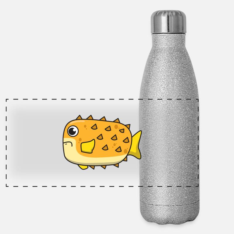 Puffer poisson cadeau poisson mer eau dessin animé Gourde isotherme panoramique pailletée 500 ml