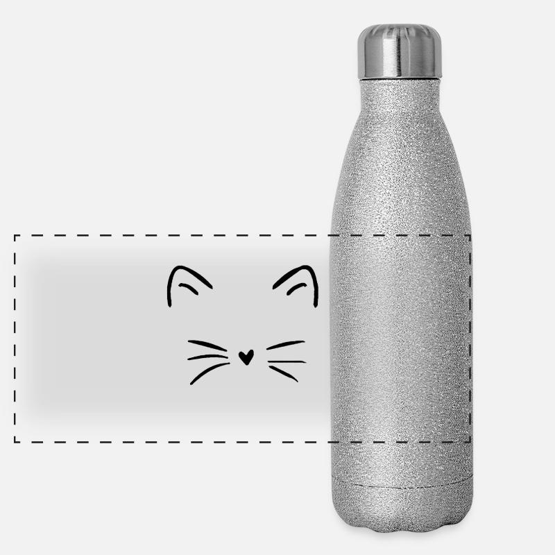 Chat Chaton Chaton Chaton Fourrure Nez Moustaches Gourde isotherme panoramique pailletée 500 ml