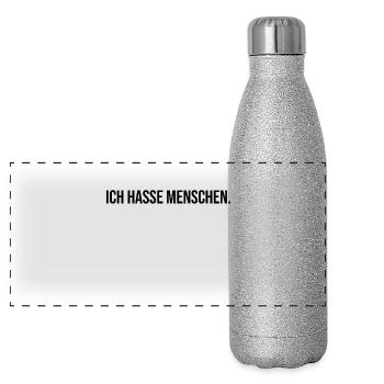 ICH HASSE MENSCHEN - Lustig Geschenk Geschenkidee - Panorama Glitzer Isolierflasche 500 ml - Silber Glitzer - Vorne