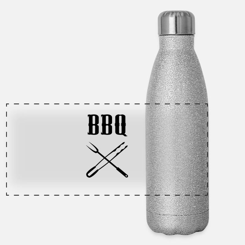 BBQ Barbecue Grillen Geschenk Idee Panorama Glitzer Isolierflasche 500 ml