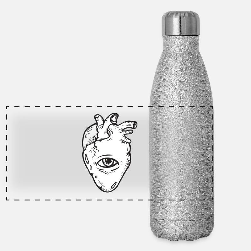 Eye Heart ♡ - Panoramic Glitter Thermal Bottle 500 ml - silver glitter