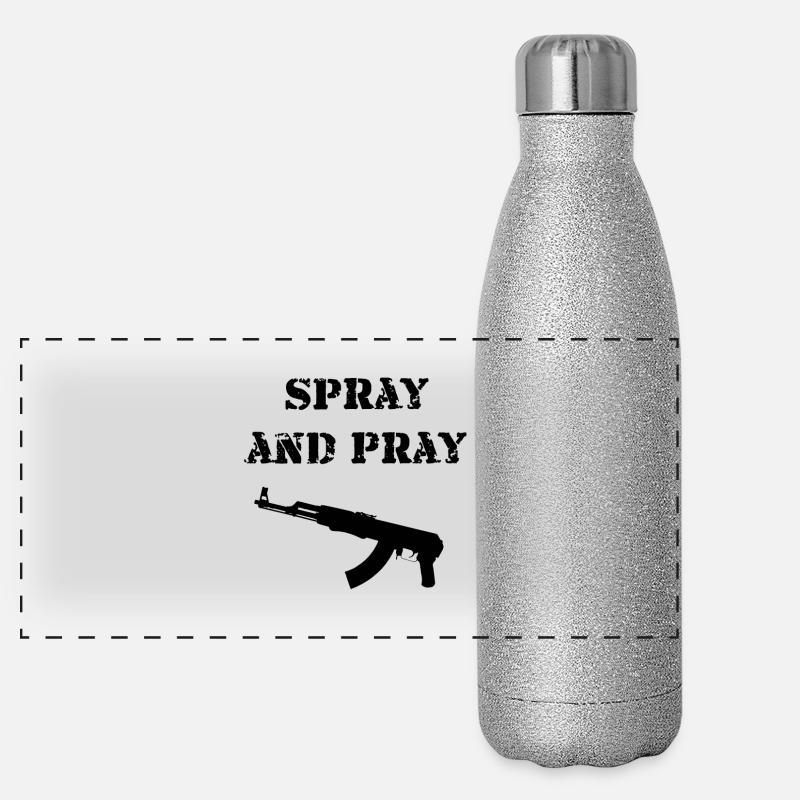 Spray and Pray AK-47 Geschenk Idee Panorama Glitzer Isolierflasche 500 ml