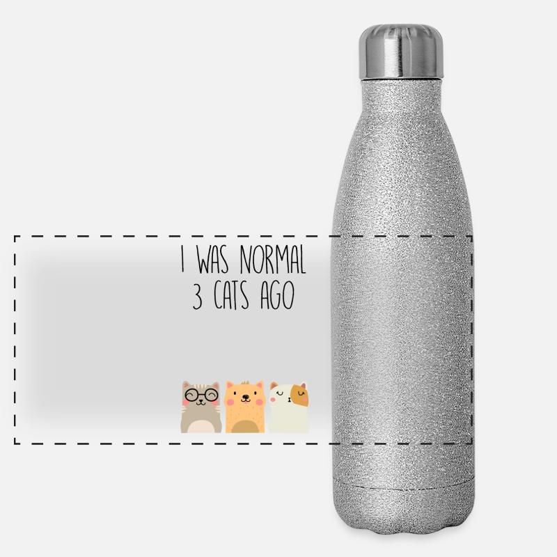 J'étais normal il y a 3 chats Gourde isotherme panoramique pailletée 500 ml