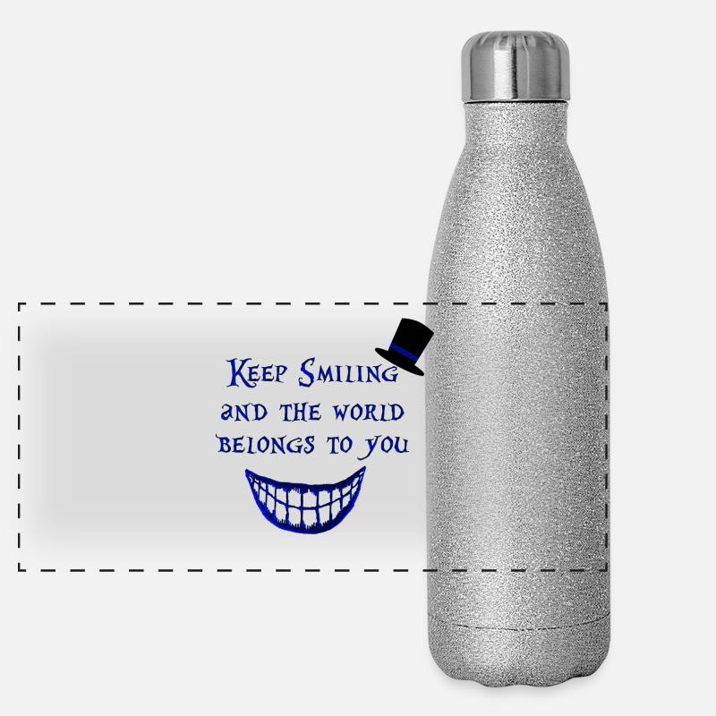 Continuez à sourire et le monde vous appartient Alice Gourde isotherme panoramique pailletée 500 ml