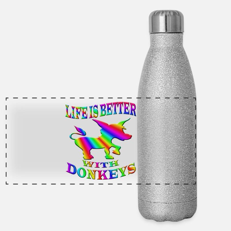 Esel Panorama Glitzer Isolierflasche 500 ml