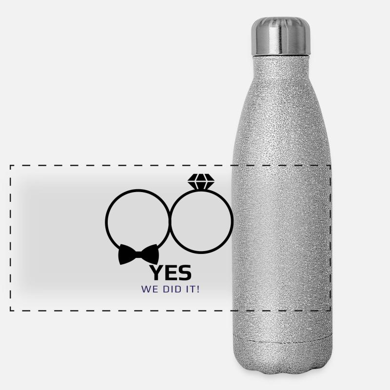 Hochzeit we did it Panorama Glitzer Isolierflasche 500 ml
