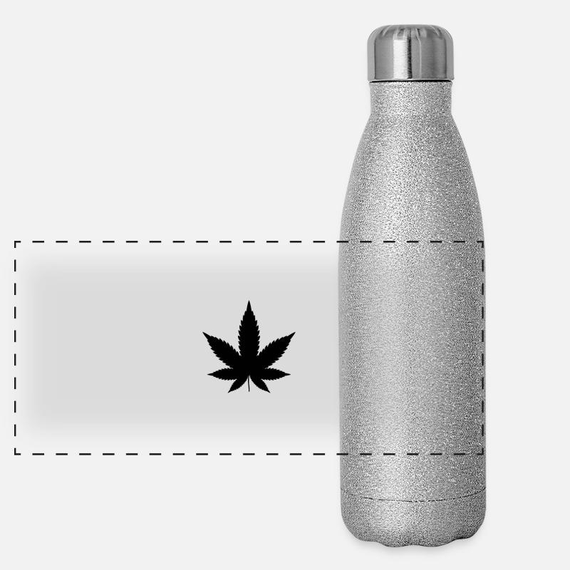 Feuille de Canabis, feuille de chanvre, marijuana Gourde isotherme panoramique pailletée 500 ml