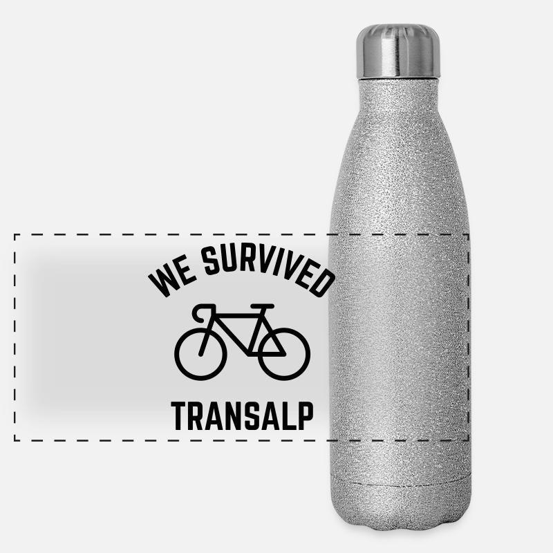 We Survived Transalp (Alpen / Rennrad) Panorama Glitzer Isolierflasche 500 ml