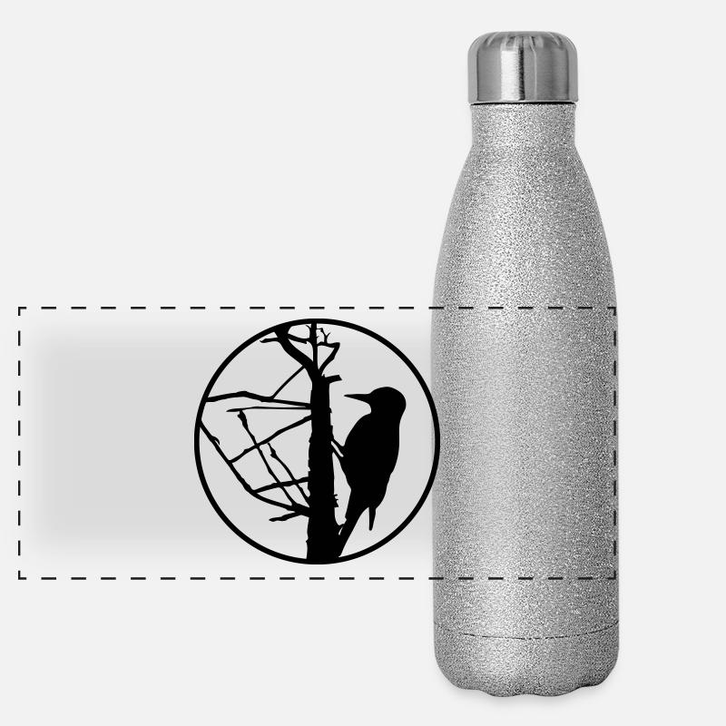 Specht / Woodpecker / Silhouette / Vogel Panorama Glitzer Isolierflasche 500 ml
