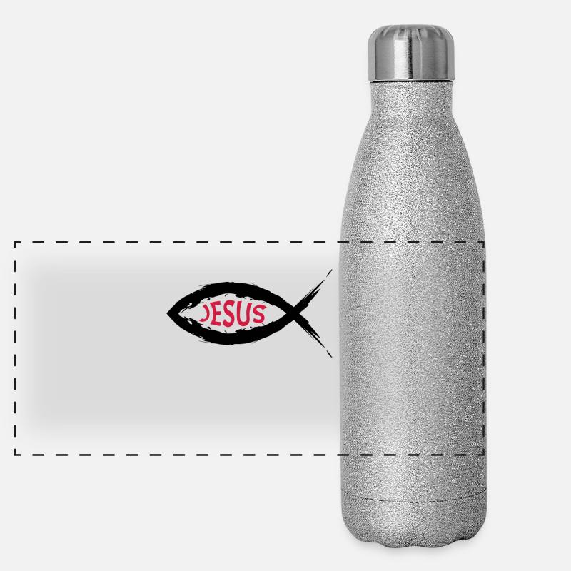 Poisson symbole jésus religion Gourde isotherme panoramique pailletée 500 ml