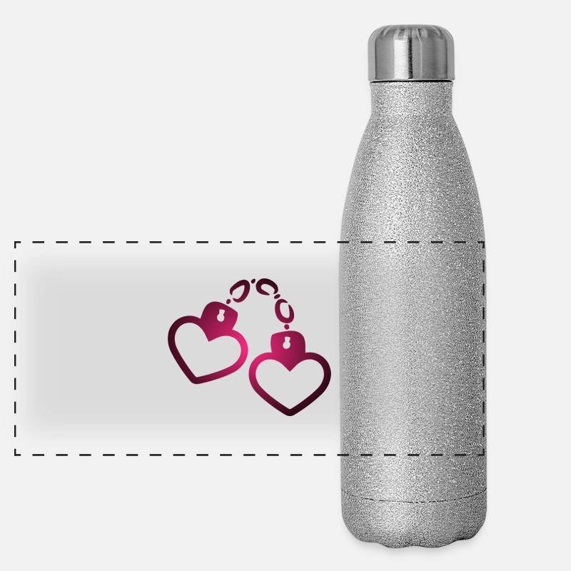 Handschelle Herz Panorama Glitzer Isolierflasche 500 ml