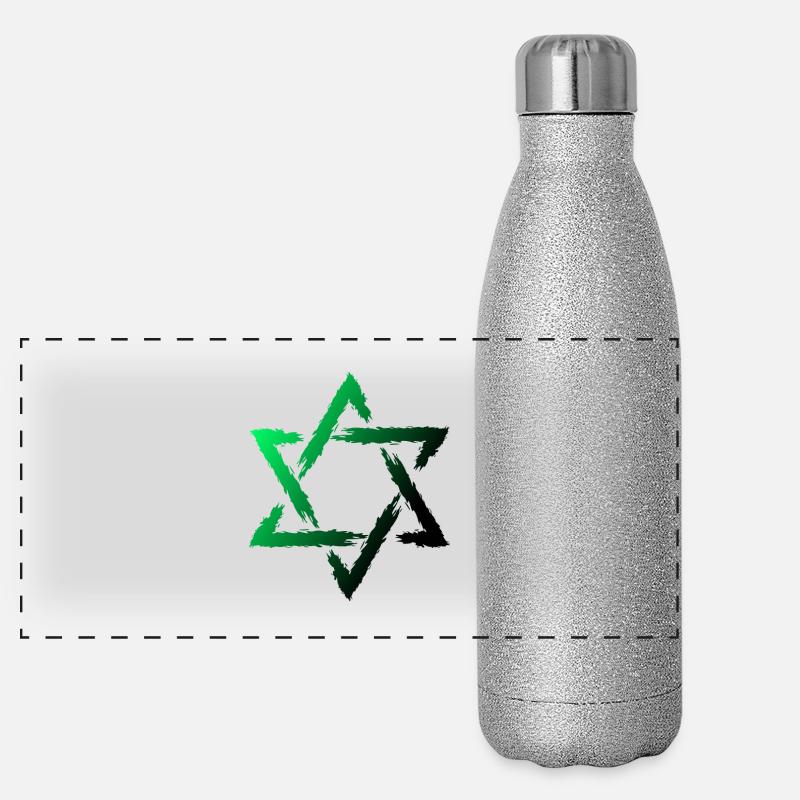 Davidstern Vert Judaïsme juif Gourde isotherme panoramique pailletée 500 ml