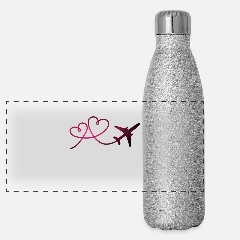 Flugzeug Flieger mit Herz Pilot Panorama Glitzer Isolierflasche 500 ml