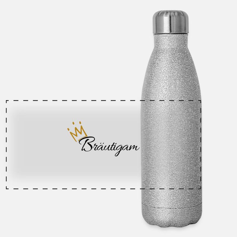 JGA Bräutigam Junggesellenabschied Krone Panorama Glitzer Isolierflasche 500 ml