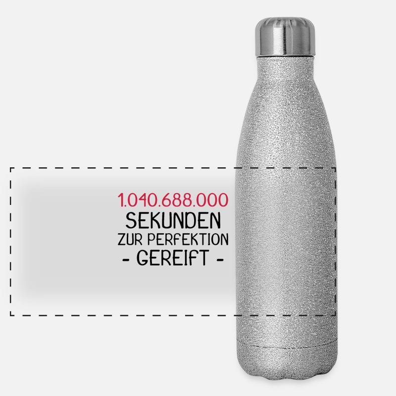 33 Geburtstag in Sekunden Geschenk Geschenkidee Panorama Glitzer Isolierflasche 500 ml