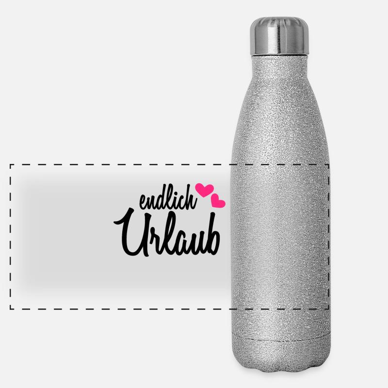 Endlich Urlaub Panorama Glitzer Isolierflasche 500 ml