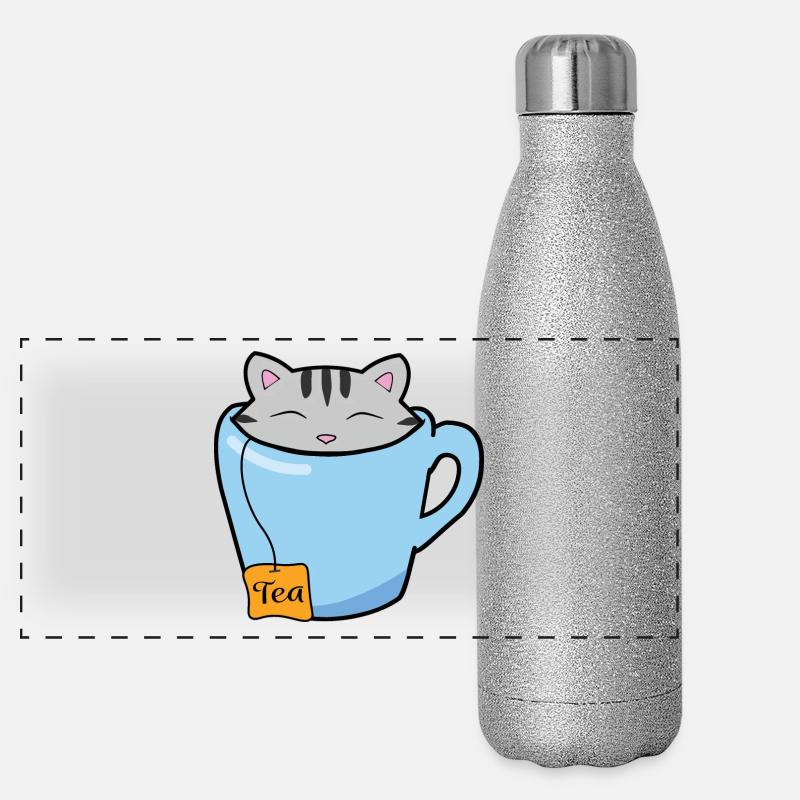 Teetasse Katze Panorama Glitzer Isolierflasche 500 ml