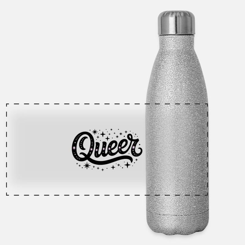 Queer - Cooles LGBTQIA+ Logo Panorama Glitzer Isolierflasche 500 ml
