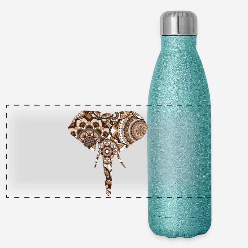 Elefantenmuster Panorama Glitzer Isolierflasche 500 ml