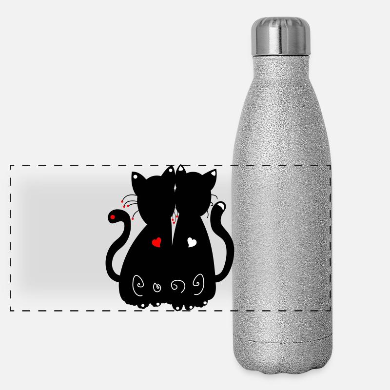 schwarze Katzen Panorama Glitzer Isolierflasche 500 ml
