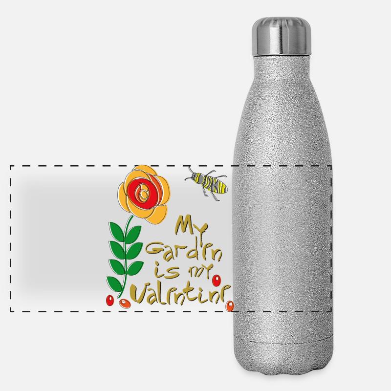 mon jardin est mon Valentin Gourde isotherme panoramique pailletée 500 ml
