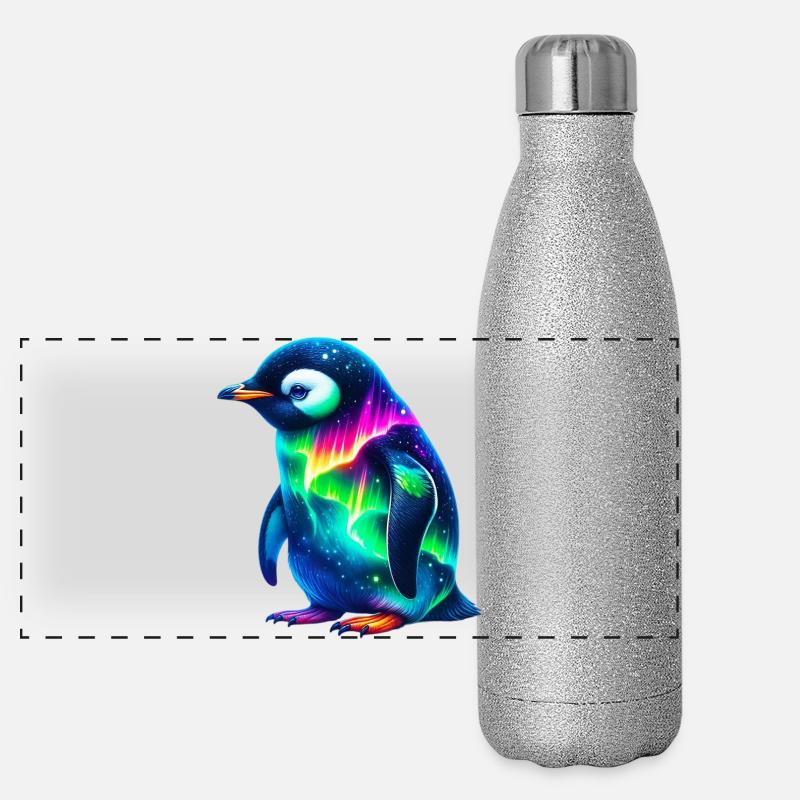 Manchot aurore boréale Gourde isotherme panoramique pailletée 500 ml