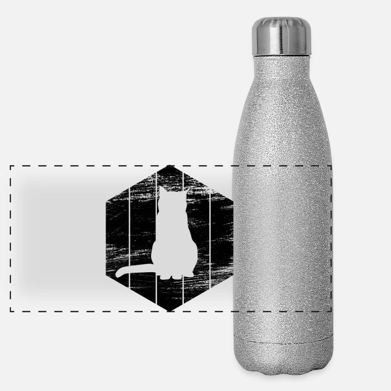 Dessin de chat Gourde isotherme panoramique pailletée 500 ml