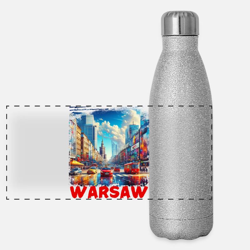 Warsaw - Panoramic Glitter Thermal Bottle 500 ml - silver glitter