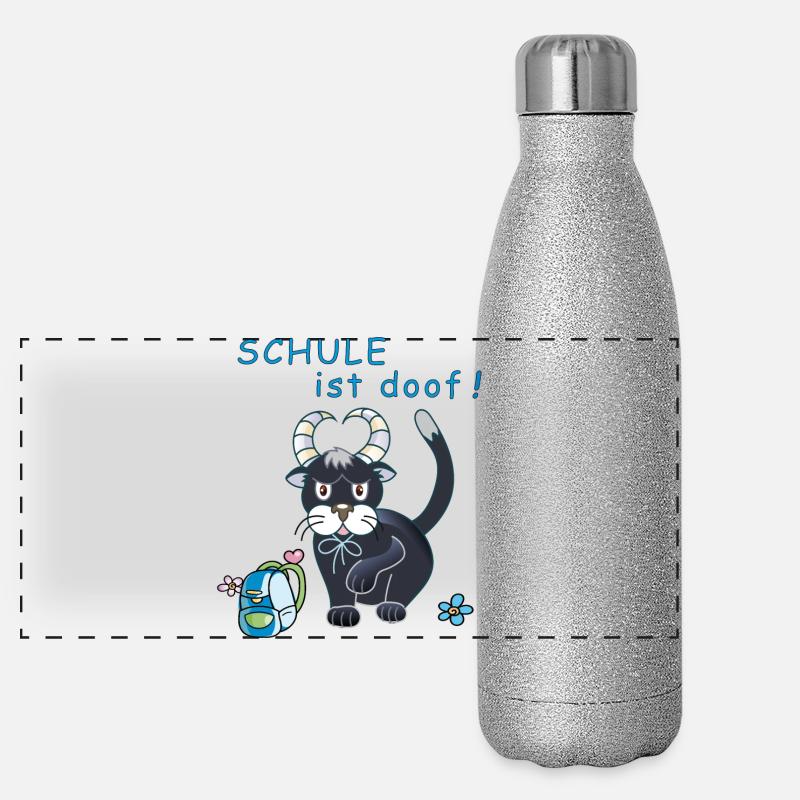 Schule ist doof Panorama Glitzer Isolierflasche 500 ml