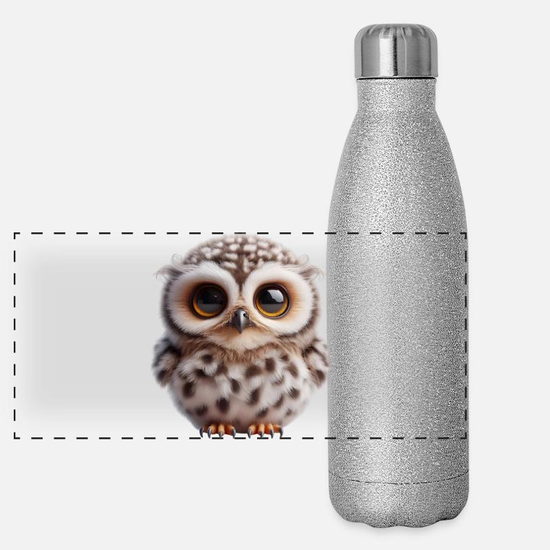 Süße Eule Panorama Glitzer Isolierflasche 500 ml